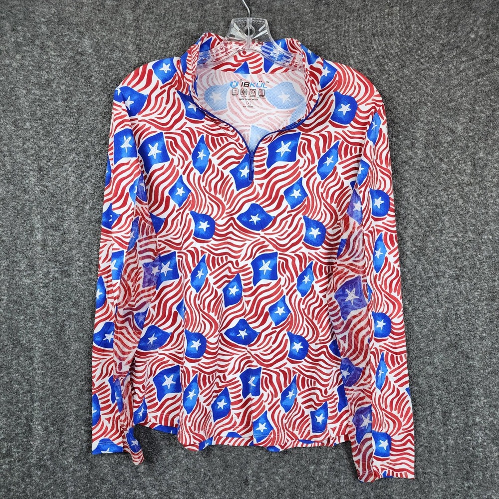 IBKUL Red & Blue Star Wave Long Sleeve Performance Top